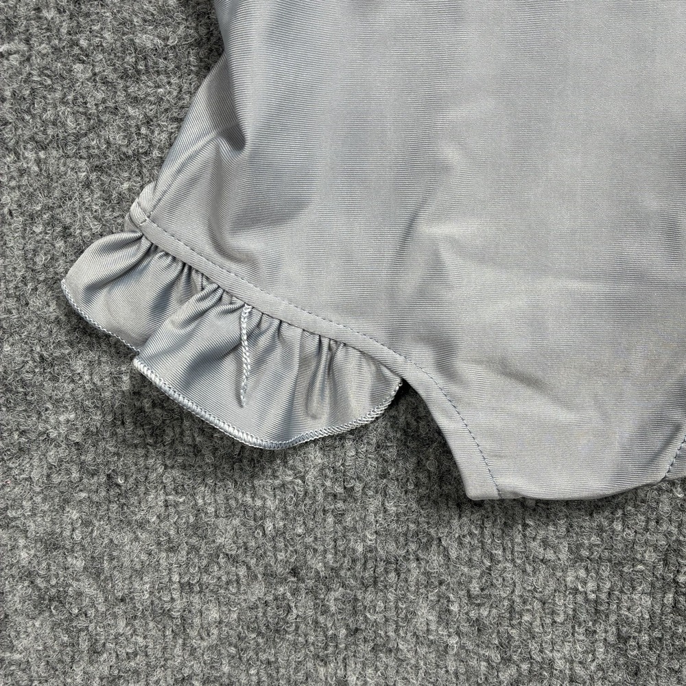 Baby Girl One Piece Swimsuit Ruffle Sleeve Bathing Suit Silver/Grey - Picture 4 of 16